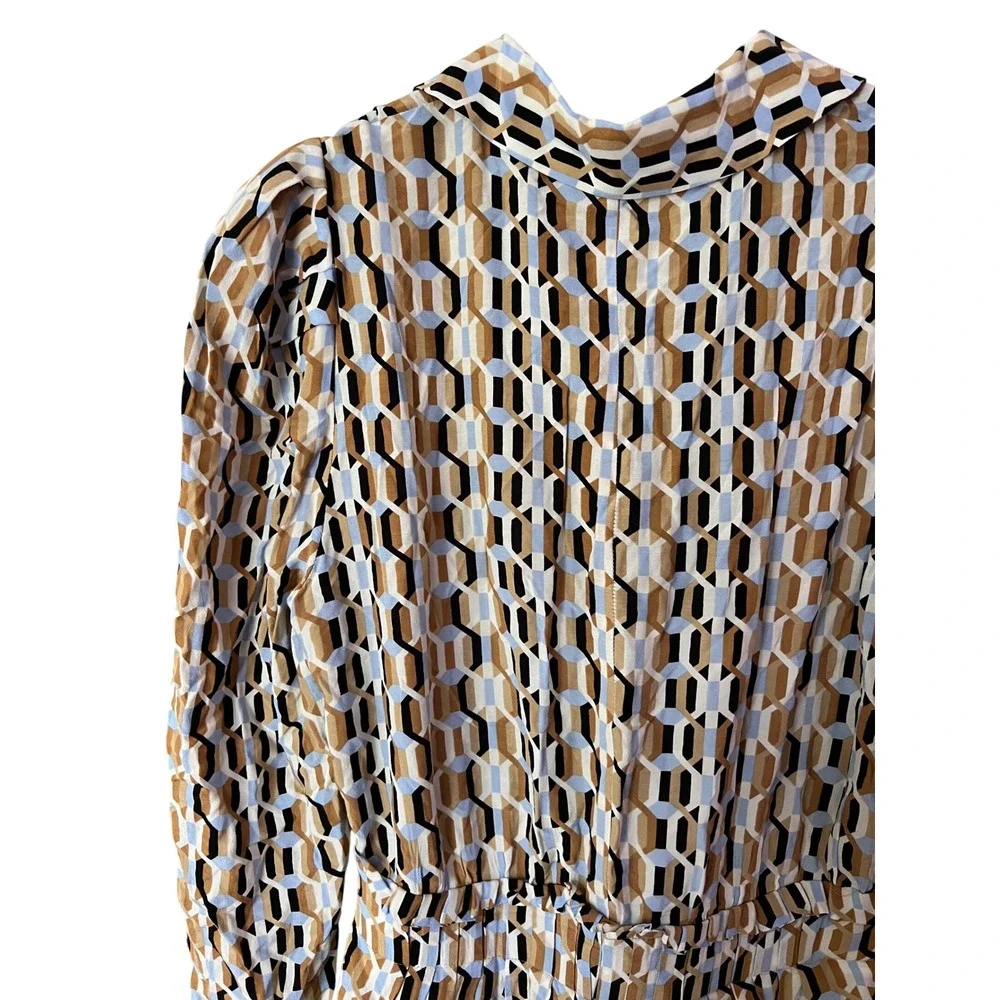 Maje Ricole Geometric Print Mini Dress‎ Size 36 Long Sleeve Retro Small
